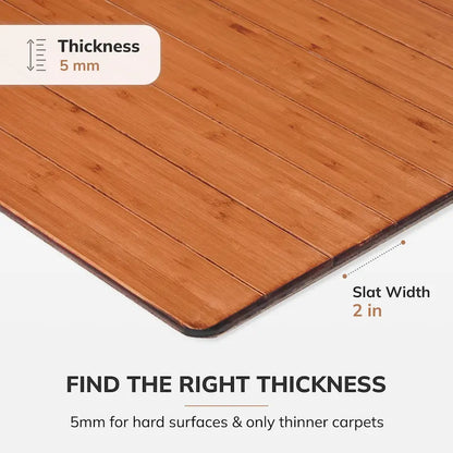 Jani Eco Bamboo Standard Rectangular Chair Mat - (72 x 48), Premium Quality, Eco-Friendly Chair Mat