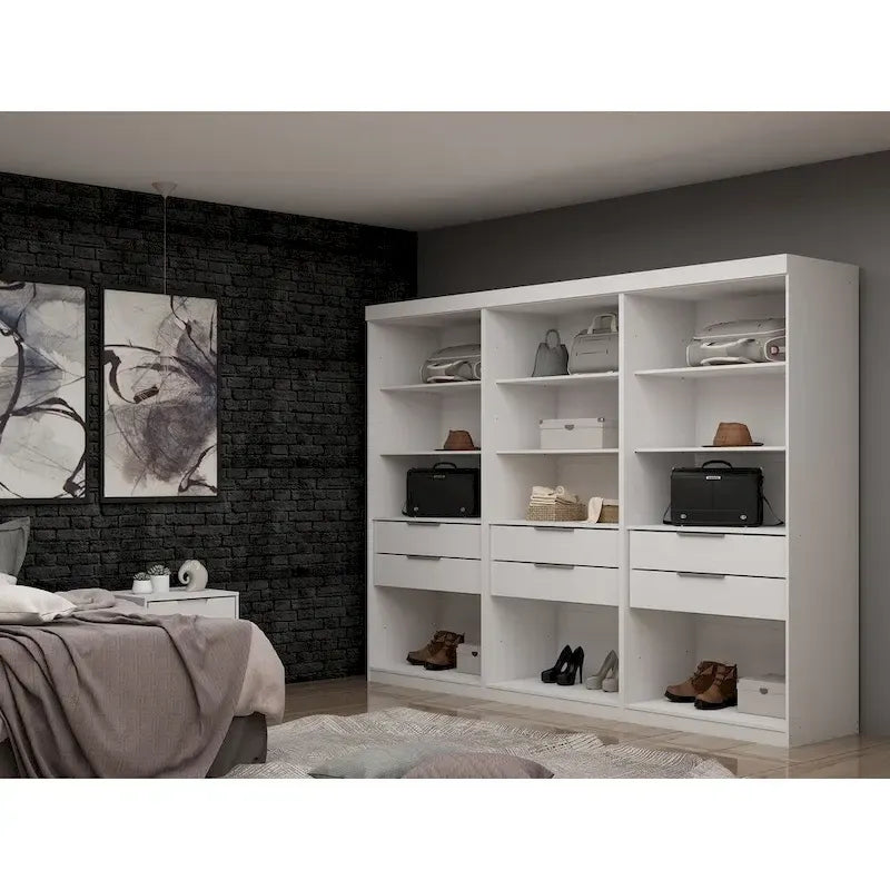 Mulberry Open 3 Sectional Modem Wardrobe Closet with 6 Drawers