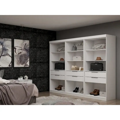 Mulberry Open 3 Sectional Modem Wardrobe Closet with 6 Drawers