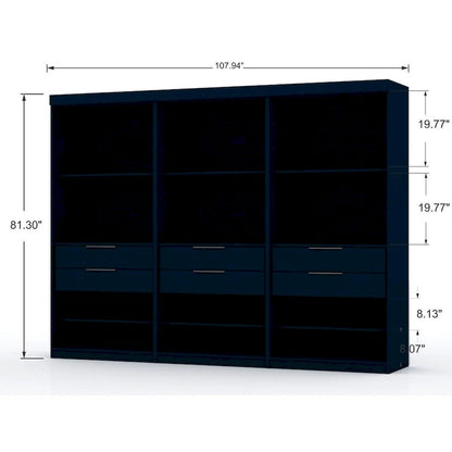 Mulberry Open 3 Sectional Modem Wardrobe Closet with 6 Drawers