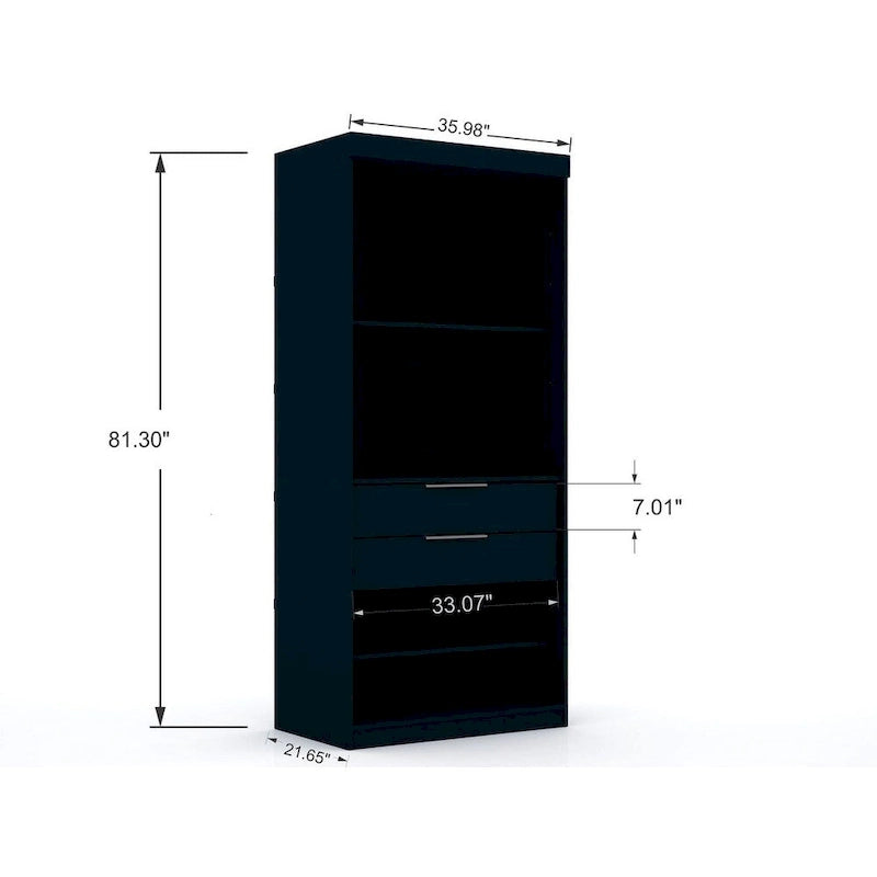 Mulberry Open 3 Sectional Modem Wardrobe Closet with 6 Drawers