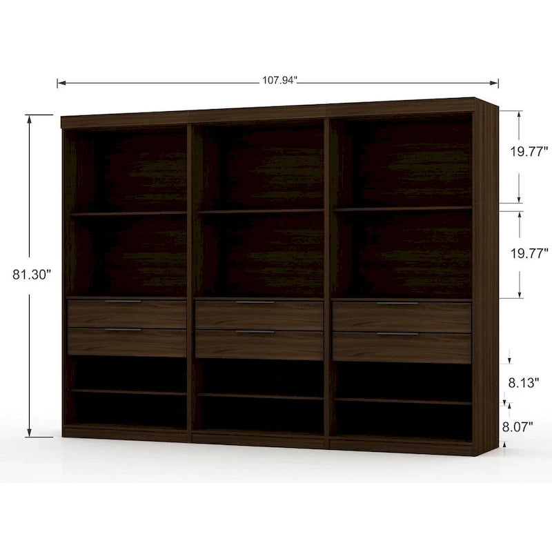 Mulberry Open 3 Sectional Modem Wardrobe Closet with 6 Drawers