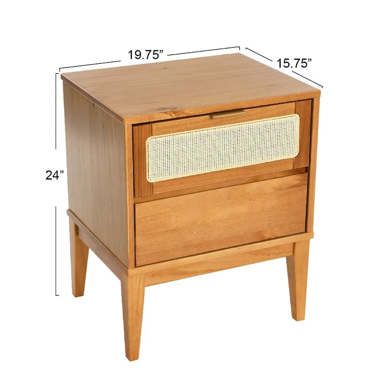Crawford Wood 2-Drawer Bed Side Table