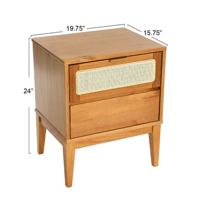 Crawford Wood 2-Drawer Bed Side Table