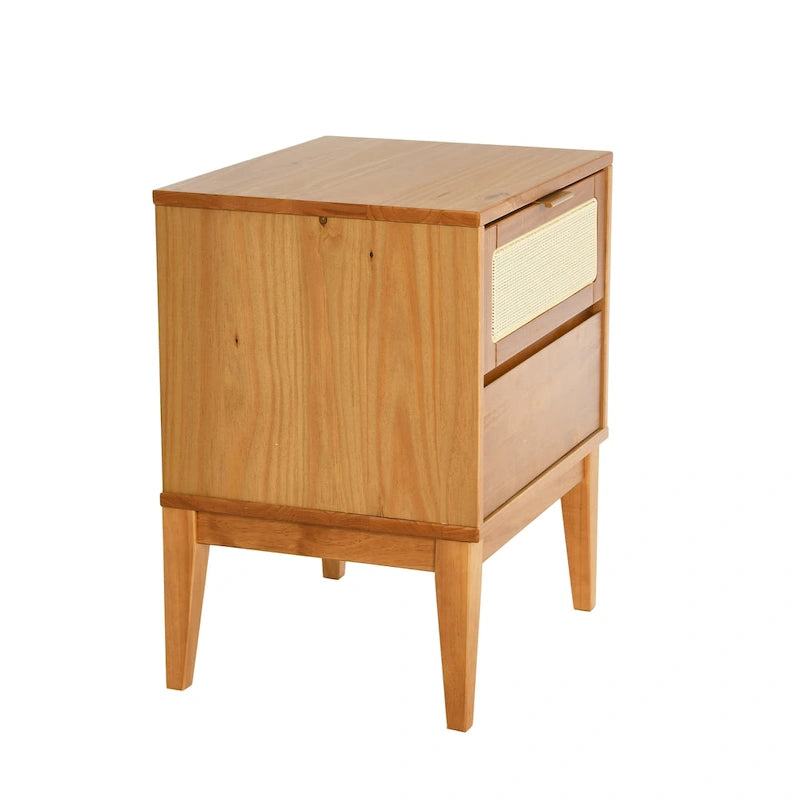Crawford Wood 2-Drawer Bed Side Table