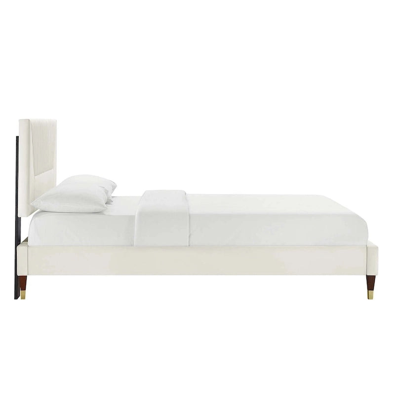 Yasmine Channel Tufted Performance Velvet King Platform Bed