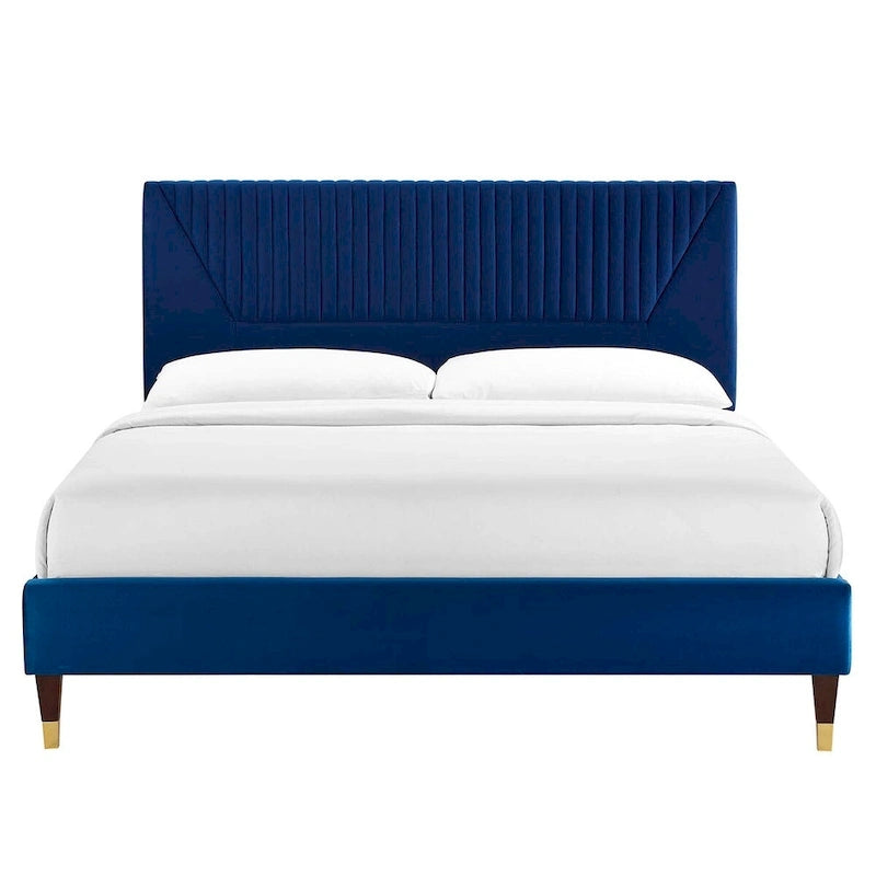 Yasmine Channel Tufted Performance Velvet King Platform Bed