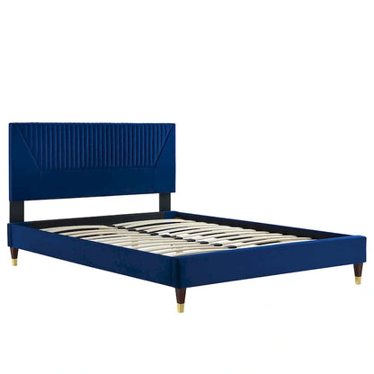 Yasmine Channel Tufted Performance Velvet King Platform Bed