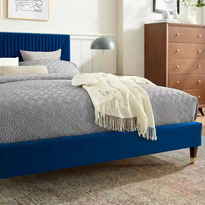 Yasmine Channel Tufted Performance Velvet King Platform Bed