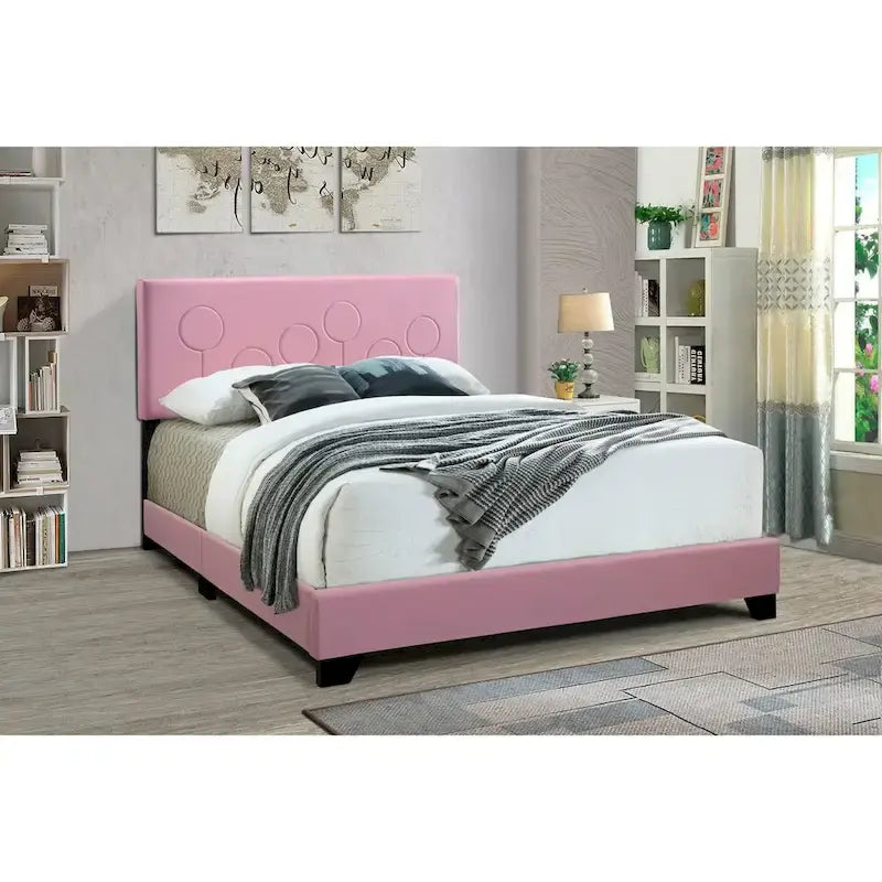 All-in-One Upholstered Pink Bed