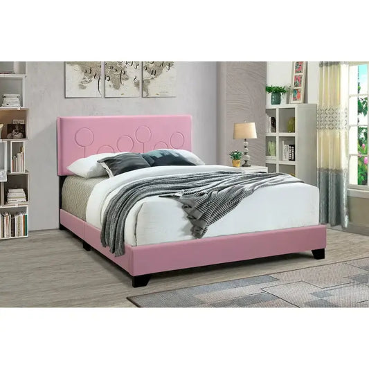 All-in-One Upholstered Pink Bed