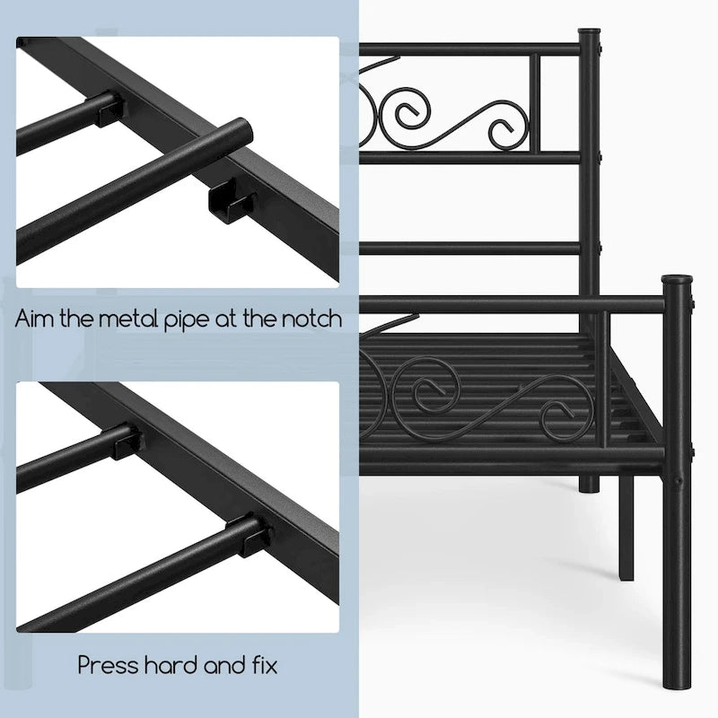 Yaheetech Graceful Scroll Metal-Framed Bed Iron Twin Bed Foundation