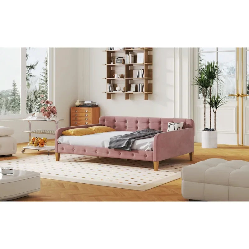 Upholstered Daybed with 4 Support Legs