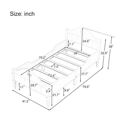 Macaron Twin Size Toddler Bed with Side Safety Rails and Headboard and Footboard,Light Pink