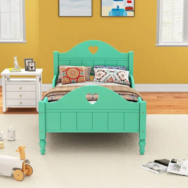 Macaron Twin Size Toddler Bed with Side Safety Rails and Headboard and Footboard,Light Pink