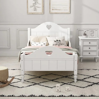 Macaron Twin Size Toddler Bed with Side Safety Rails and Headboard and Footboard,Light Pink