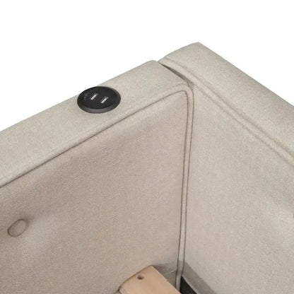 Full Upholstered Platform Bed with USB and Trundle