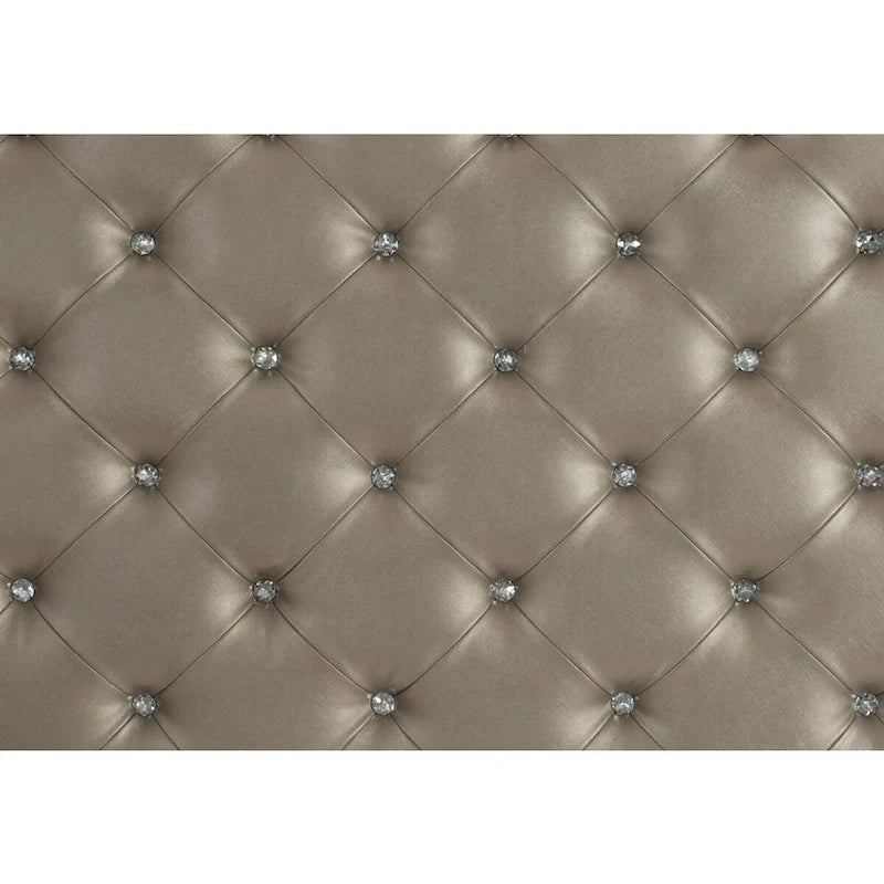 Gerald Silver Gray Faux Leather Upholstered Tufted Bed