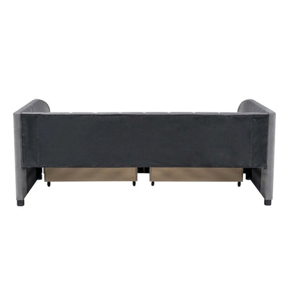 Twin Size Upholstered Daybed with Ergonomic Design Backrest and 2 Drawers