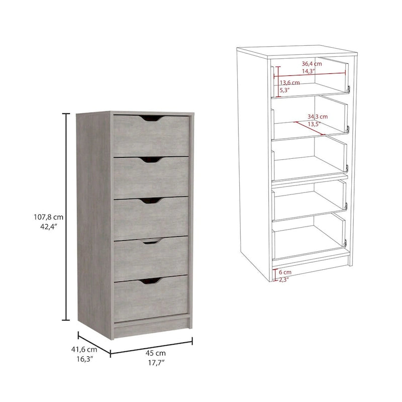 Basilea 5 Drawer Tall Dresser