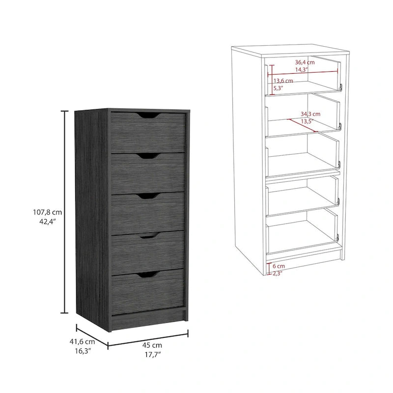 Basilea 5 Drawer Tall Dresser