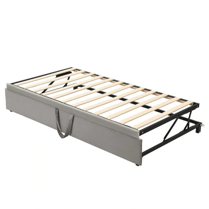 Twin Size Upholstered daybed with Pop Up Trundle, Pink