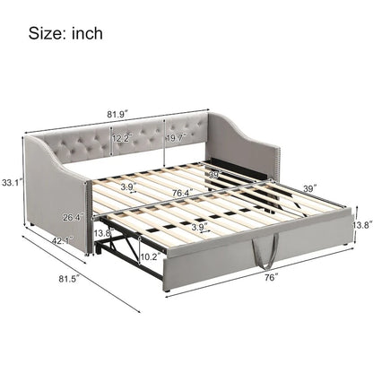Twin Size Upholstered daybed with Pop Up Trundle, Pink
