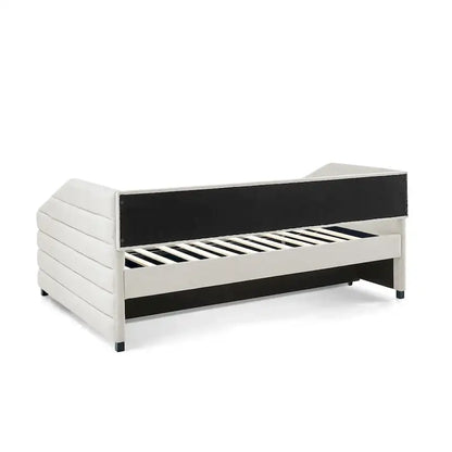 Full Size Daybed with Trundle Upholstered Tufted Sofa Bed, Linen Fabric(82.5x58x34)