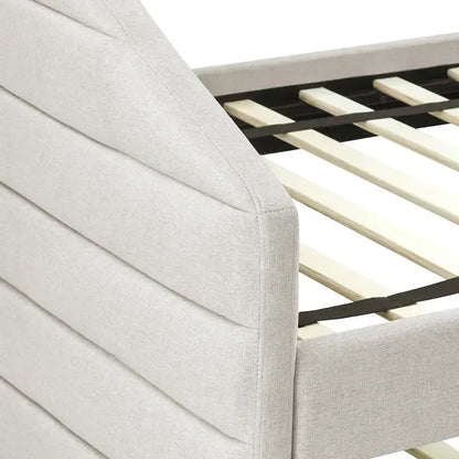 Full Size Daybed with Trundle Upholstered Tufted Sofa Bed, Linen Fabric(82.5x58x34)