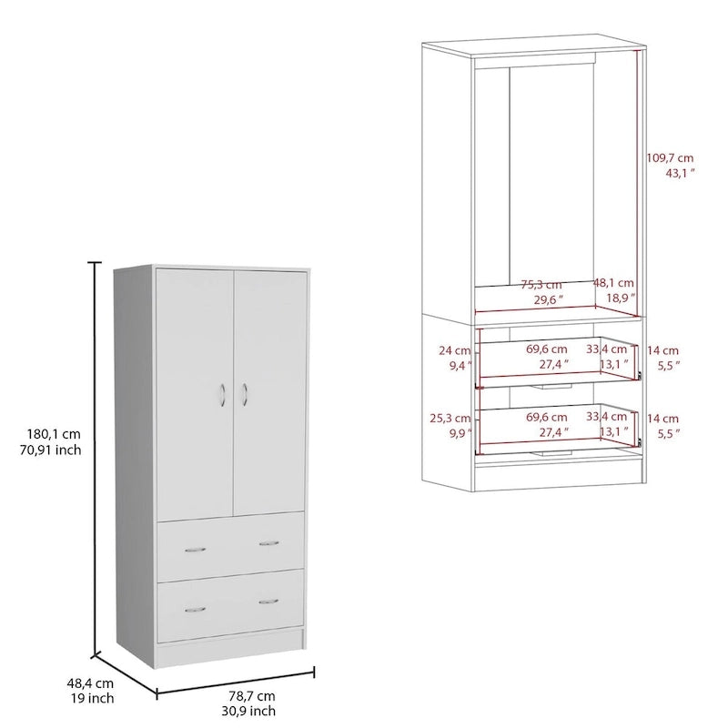 Taly Armoire Engineered wood with Double Doors 2 Drawers - N/A