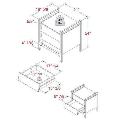Scandi Angle Face Solid Wood Nightstand