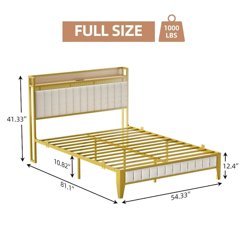 Bed Frame with Charging Station