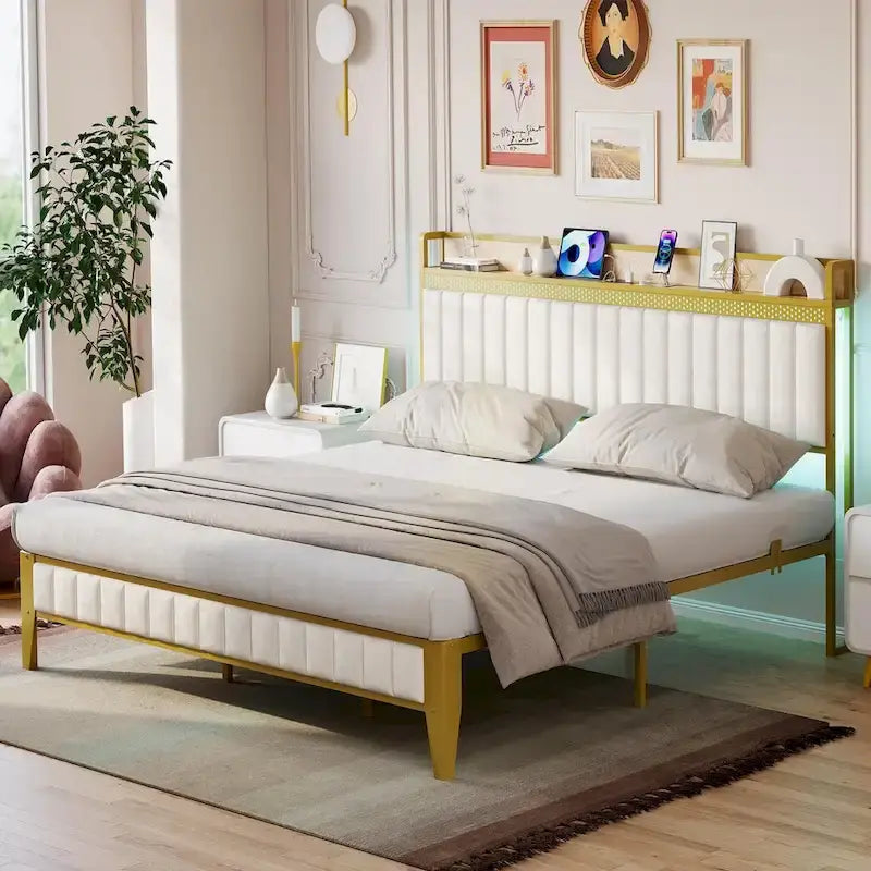Bed Frame with Charging Station