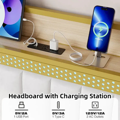 Bed Frame with Charging Station