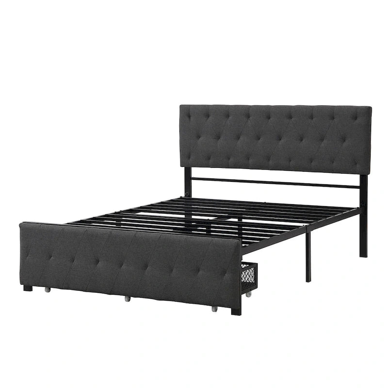 Storage Bed Metal Platform Bed with a Big Drawer