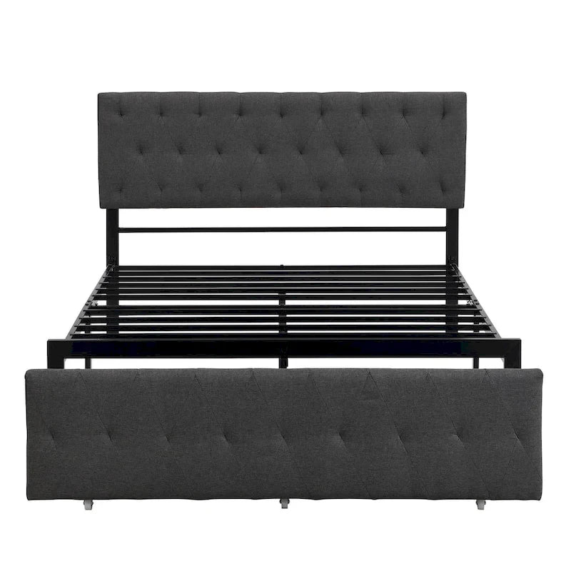 Storage Bed Metal Platform Bed with a Big Drawer