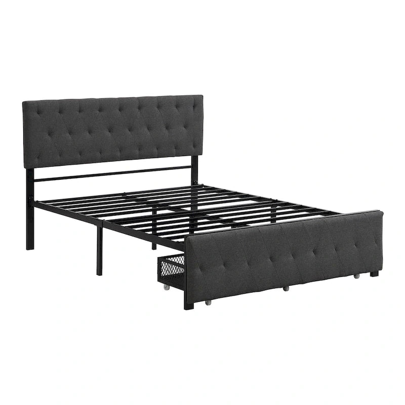 Storage Bed Metal Platform Bed with a Big Drawer