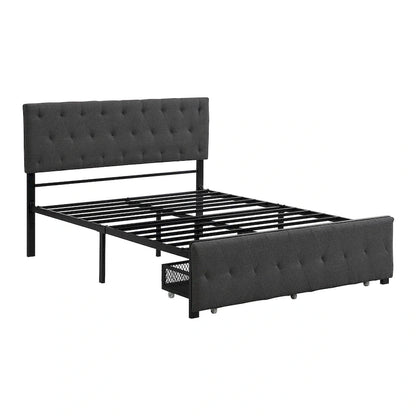 Storage Bed Metal Platform Bed with a Big Drawer