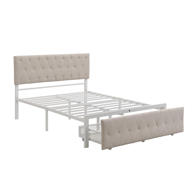 Storage Bed Metal Platform Bed with a Big Drawer