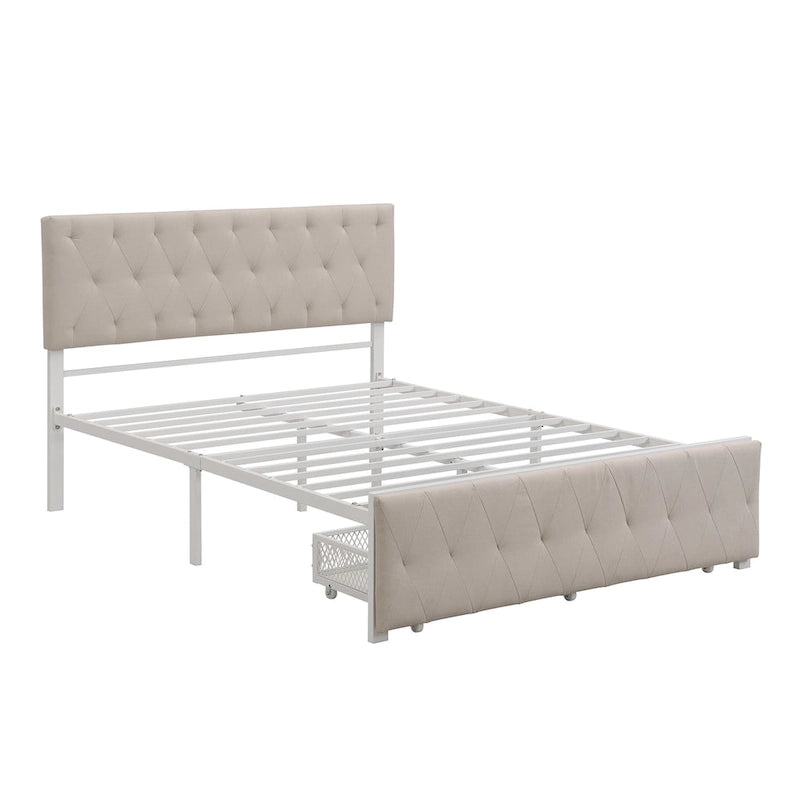Storage Bed Metal Platform Bed with a Big Drawer