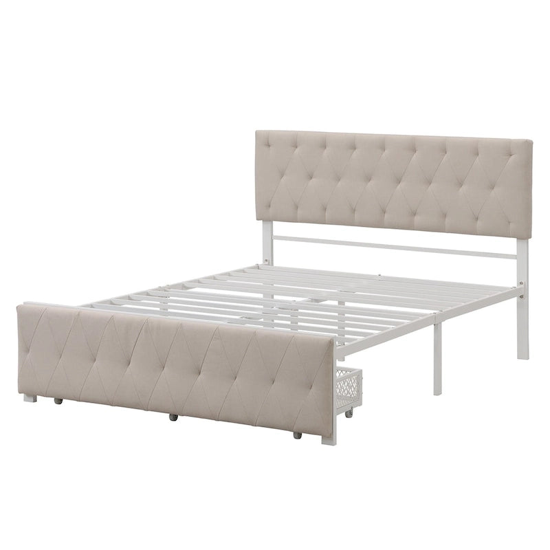 Storage Bed Metal Platform Bed with a Big Drawer