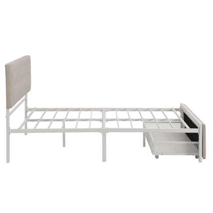 Storage Bed Metal Platform Bed with a Big Drawer