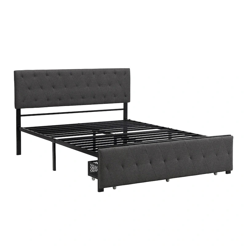 Storage Bed Metal Platform Bed with a Big Drawer