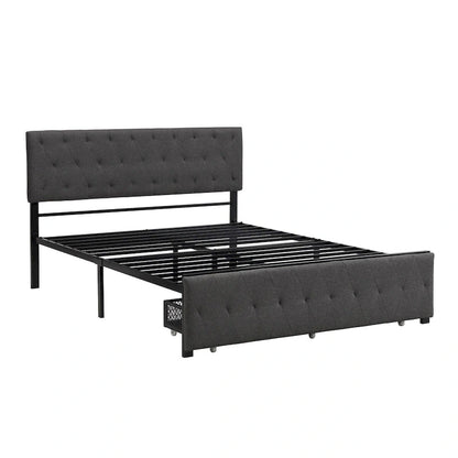 Storage Bed Metal Platform Bed with a Big Drawer