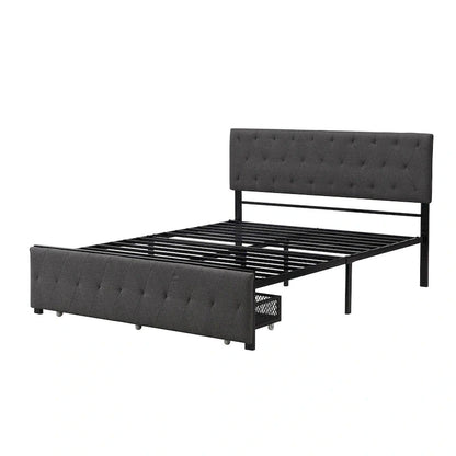 Storage Bed Metal Platform Bed with a Big Drawer
