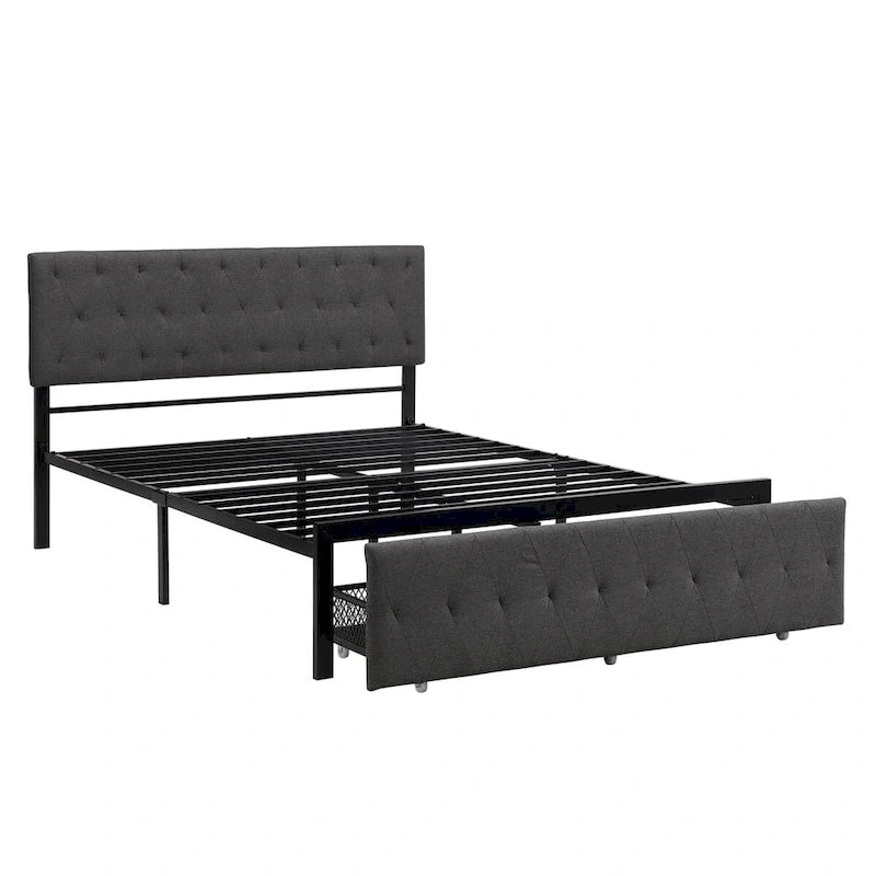 Storage Bed Metal Platform Bed with a Big Drawer