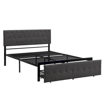 Storage Bed Metal Platform Bed with a Big Drawer