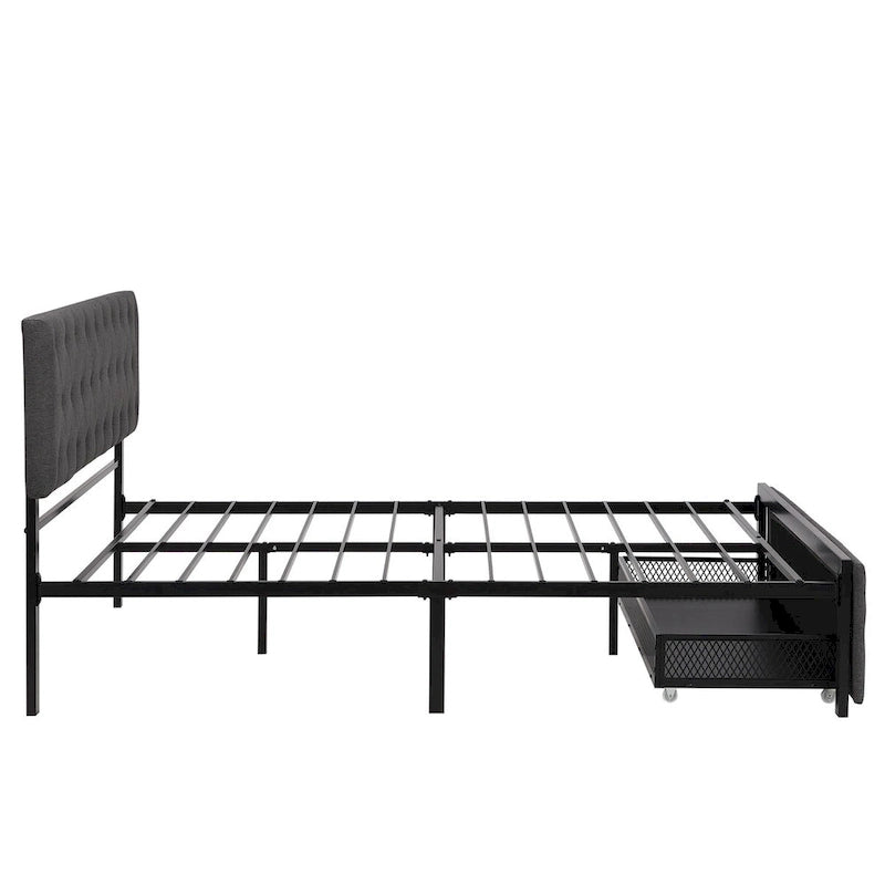 Storage Bed Metal Platform Bed with a Big Drawer