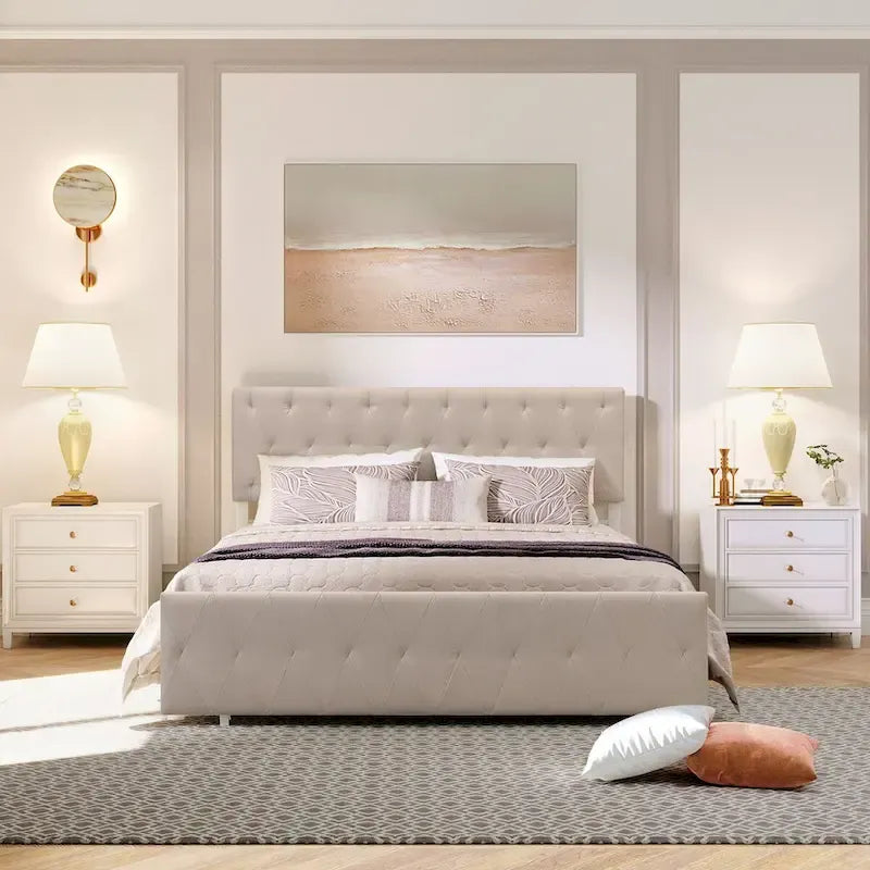 Storage Bed Metal Platform Bed with a Big Drawer