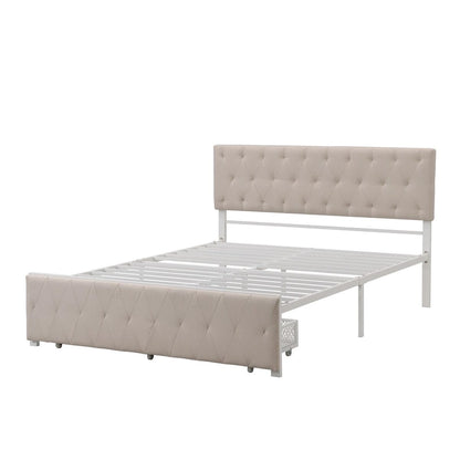 Storage Bed Metal Platform Bed with a Big Drawer